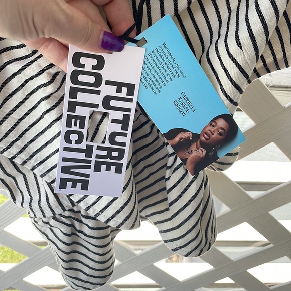 Future Collective Striped One-Shoulder Crop Top - Picture 8 of 10